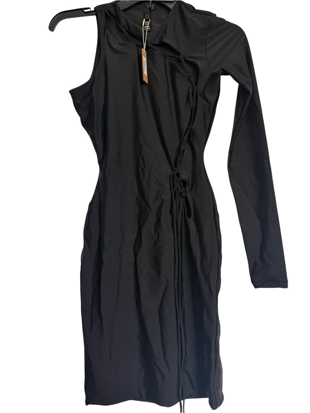 SKIMS Lace Up Mini Dress in Onyx‎